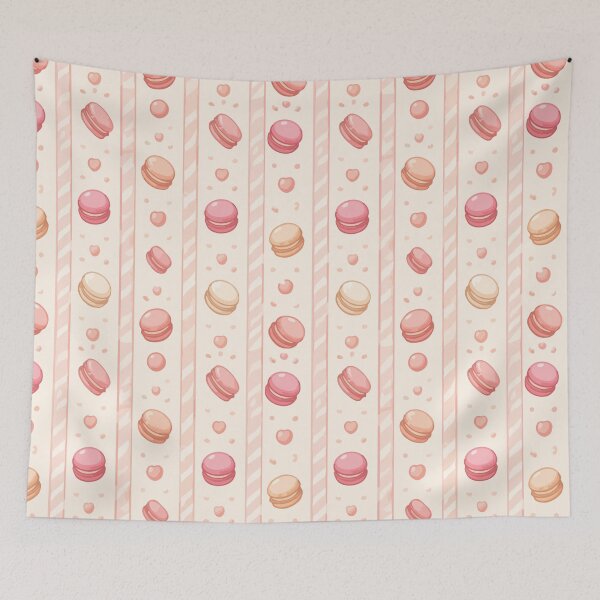 Item preview, Pastel Pink Macaron & Stripe Seamless Pattern designed and sold by CrazySweets.