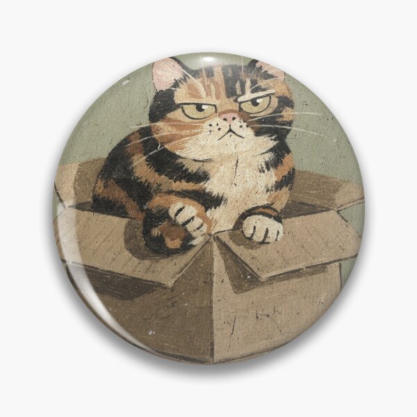 Item preview, Tortoiseshell Cat Squeezed Into a Too-Small Box Folk Art designed and sold by PictorialWhimsy.