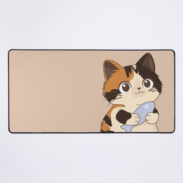 Item preview, Cute Kitten Cuddling Her Fish - Kawaii Illustration designed and sold by LudmylArt.