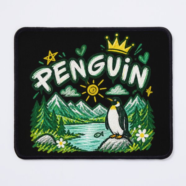 Item preview, Penguin King Mountain Landscape Cottagecore Chalk Drawing designed and sold by NeO² Studio.