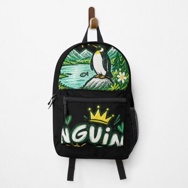 Item preview, Penguin King Mountain Landscape Cottagecore Chalk Drawing designed and sold by NeO² Studio.
