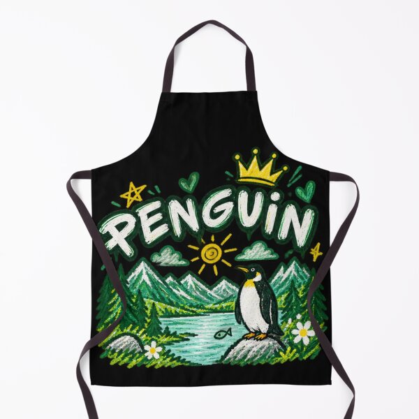 Item preview, Penguin King Mountain Landscape Cottagecore Chalk Drawing designed and sold by NeO² Studio.