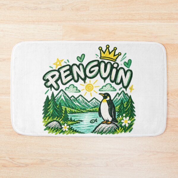 Item preview, Penguin King Mountain Landscape Cottagecore Chalk Drawing designed and sold by NeO² Studio.