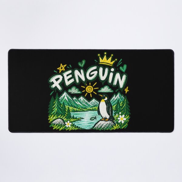 Item preview, Penguin King Mountain Landscape Cottagecore Chalk Drawing designed and sold by NeO² Studio.