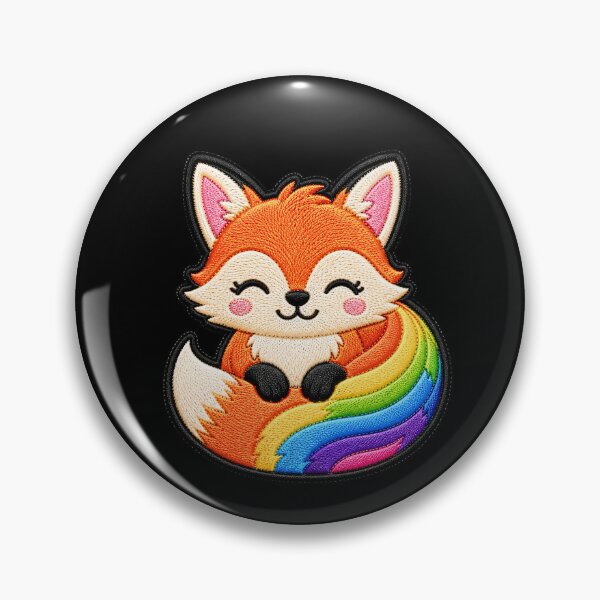 Item preview, Rainbow Fox Embroidery Patch Illustration designed and sold by ColorSplash123.