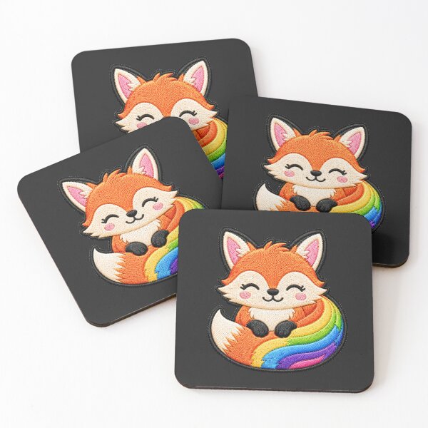 Item preview, Rainbow Fox Embroidery Patch Illustration designed and sold by ColorSplash123.