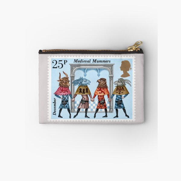 Item preview, British vintage stamp Medieval Mummers and Folklore Illustration designed and sold by Schulz Lightprint Studio.