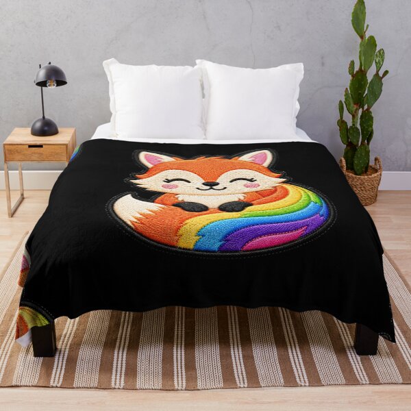 Item preview, Rainbow Fox Embroidery Patch Illustration designed and sold by ColorSplash123.