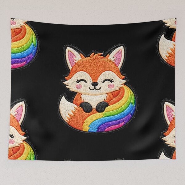 Item preview, Rainbow Fox Embroidery Patch Illustration designed and sold by ColorSplash123.