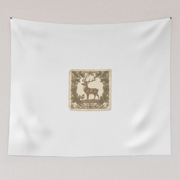 Item preview, Art Nouveau Stag Among Oak Leaves in Gold Wall Decor designed and sold by PictorialWhimsy.