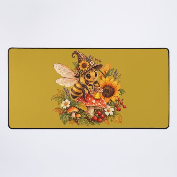 Item preview, Cottagecore Witch Hat Honeybee Watercolor Art – Whimsical Halloween Garden Print designed and sold by MagicMakerPh.