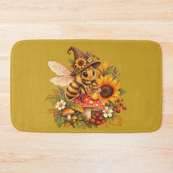 Item preview, Cottagecore Witch Hat Honeybee Watercolor Art – Whimsical Halloween Garden Print designed and sold by MagicMakerPh.