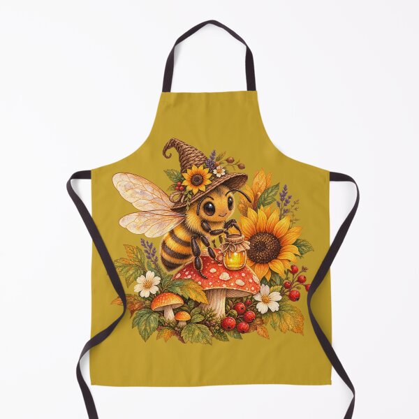 Item preview, Cottagecore Witch Hat Honeybee Watercolor Art – Whimsical Halloween Garden Print designed and sold by MagicMakerPh.