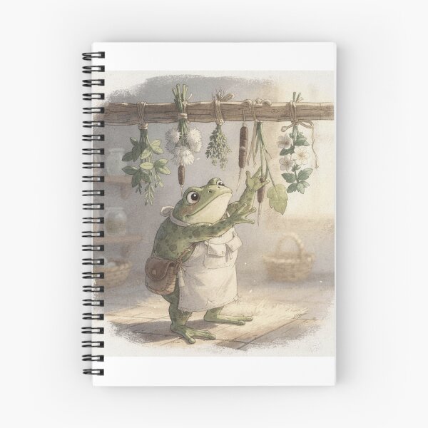 Item preview, Toad Herbalist Hanging Bundles of Pond-Herbs Cottagecore Art designed and sold by PictorialWhimsy.