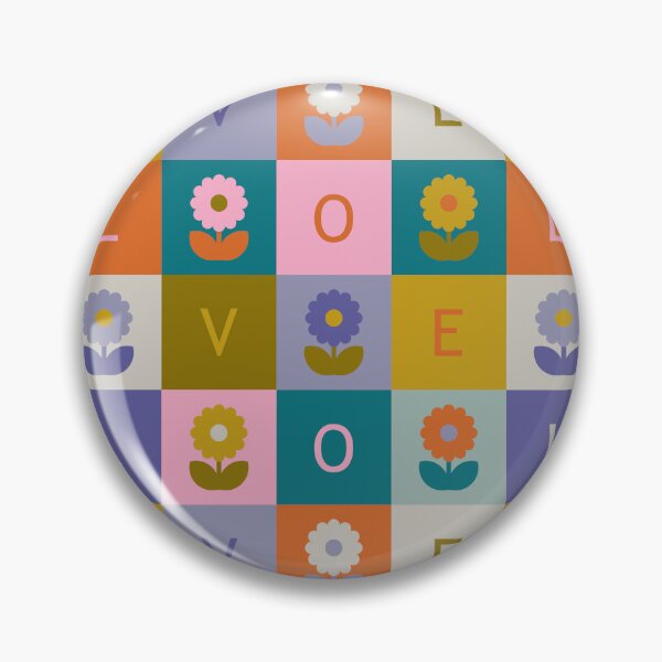 Item preview, Retro Daisy Checkerboard LOVE Pattern designed and sold by Ema Tudose.