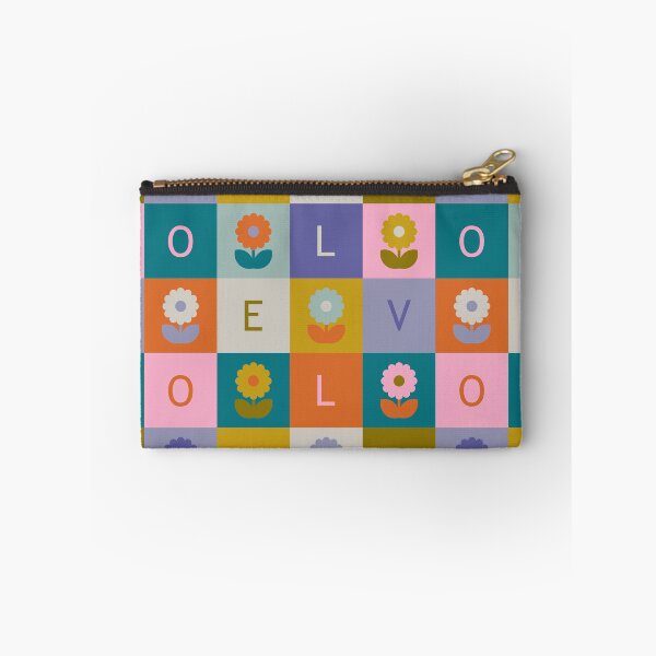 Item preview, Retro Daisy Checkerboard LOVE Pattern designed and sold by Ema Tudose.