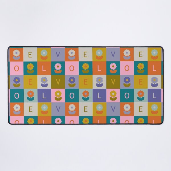 Item preview, Retro Daisy Checkerboard LOVE Pattern designed and sold by Ema Tudose.