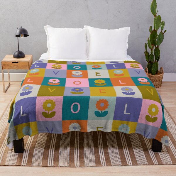 Item preview, Retro Daisy Checkerboard LOVE Pattern designed and sold by Ema Tudose.