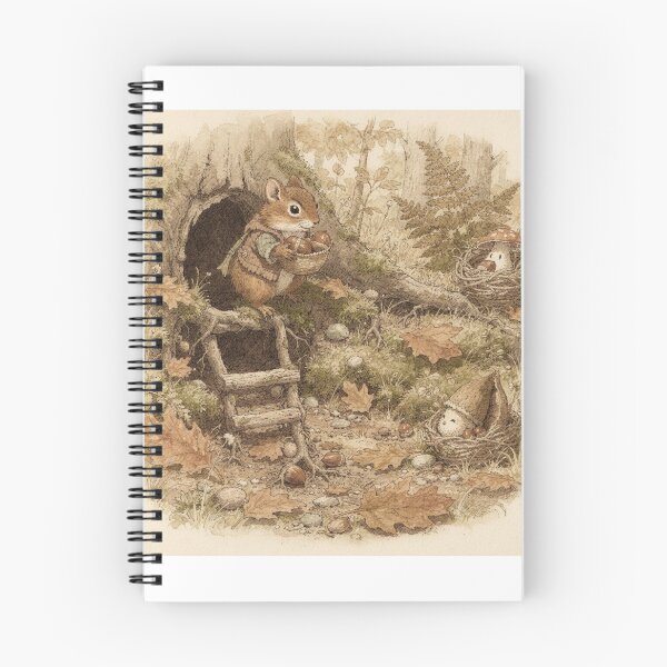 Item preview, Chipmunk Folk Carrying Hazelnuts Down a Root Ladder Storybook Art designed and sold by PictorialWhimsy.