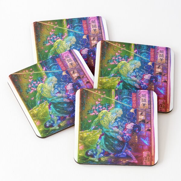 Item preview, Cyberpunk Ukiyo-e Geisha | Japanese Warrior Rainbow Art designed and sold by RhymeArc.