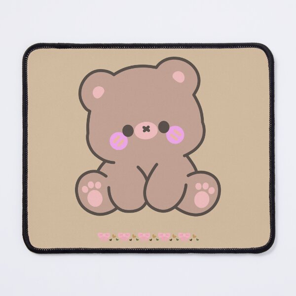 Item preview, Cute Kawaii Bear with Pink Bows Warm Beige Poster designed and sold by ArtbyAfroditi.