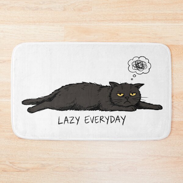 Item preview, Lazy Everyday Funny Black Cat Grumpy Tired Cat Mood T-Shirt designed and sold by seven things shop.