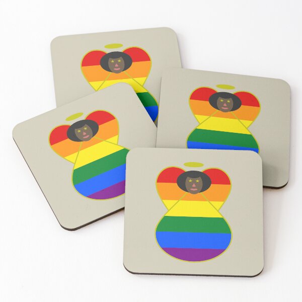 Item preview, LGBTQ Gay Pride Black‑Skinned Angel Flag Design designed and sold by AuntieShoe.