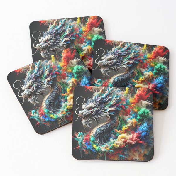 Item preview, Rainbow Dragon Fantasy Art – Colorful Mythical Dragon Ink Splash Design designed and sold by DrakariArt.