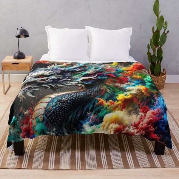 Item preview, Rainbow Dragon Fantasy Art – Colorful Mythical Dragon Ink Splash Design designed and sold by DrakariArt.