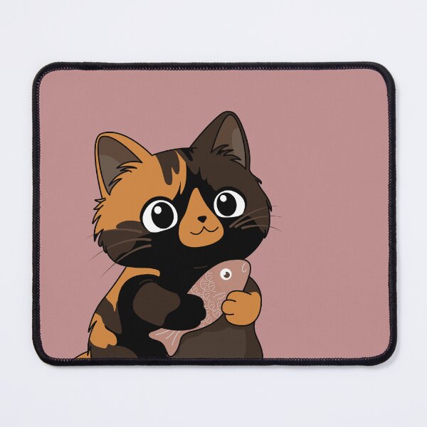 Item preview, Cute Kitten Cuddling Her Fish - Kawaii Illustration designed and sold by LudmylArt.