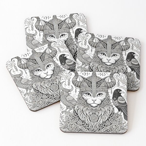 Item preview, Odin – Allfather Viking Cat with Ravens Norse Art designed and sold by ChicClicker.