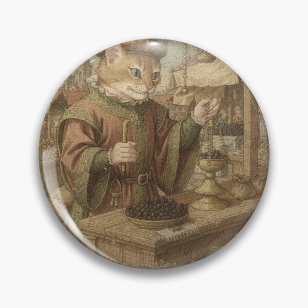 Item preview, Medieval Cat Spice-Merchant Weighing Peppercorns Manuscript Art designed and sold by PictorialWhimsy.