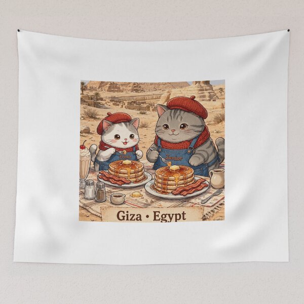 Item preview, Pancakes in Giza Egypt - Kawaii Cats Freda and Junior Travel designed and sold by MAISON SYLVIE.
