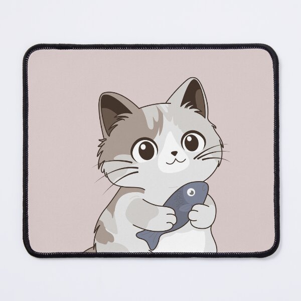 Item preview, Cute Kitten Cuddling Her Fish - Kawaii Illustration designed and sold by LudmylArt.