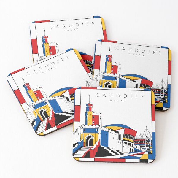 Item preview, Cardiff Mondrian style poster 3D designed and sold by CMYKStudio.