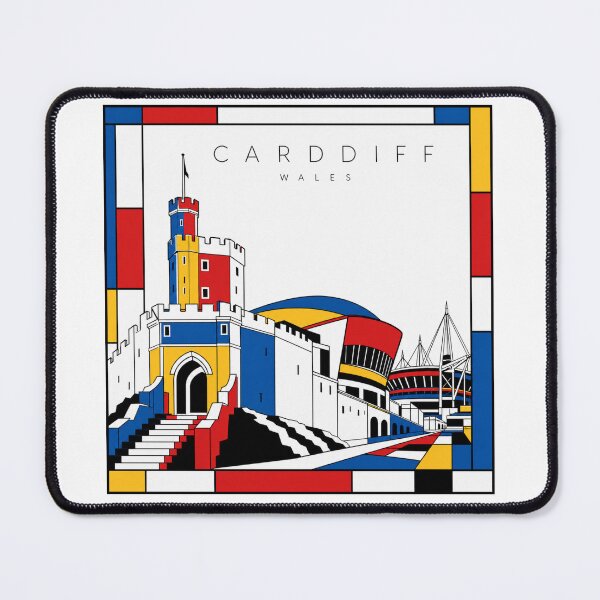 Item preview, Cardiff Mondrian style poster 3D designed and sold by CMYKStudio.