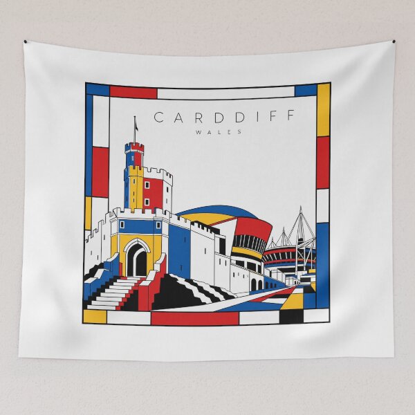 Item preview, Cardiff Mondrian style poster 3D designed and sold by CMYKStudio.