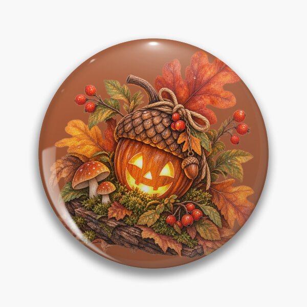 Item preview, Cottagecore Jack-o-Lantern Acorn Watercolor Art – Whimsical Halloween Print designed and sold by MagicMakerPh.