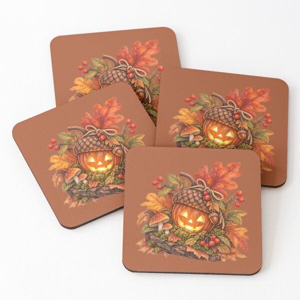 Item preview, Cottagecore Jack-o-Lantern Acorn Watercolor Art – Whimsical Halloween Print designed and sold by MagicMakerPh.