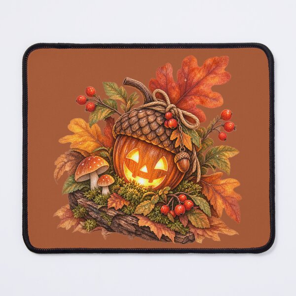 Item preview, Cottagecore Jack-o-Lantern Acorn Watercolor Art – Whimsical Halloween Print designed and sold by MagicMakerPh.