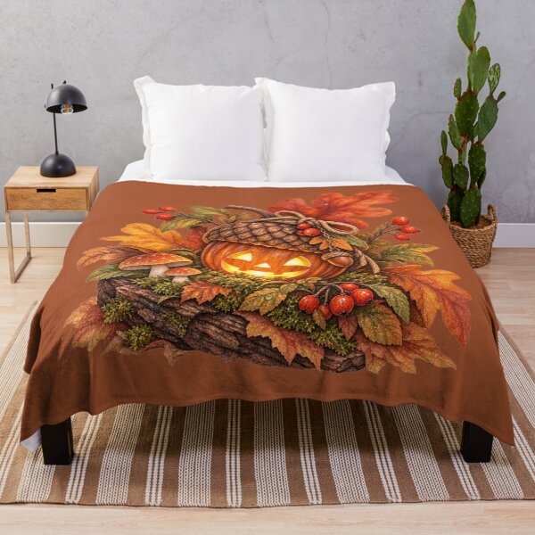 Item preview, Cottagecore Jack-o-Lantern Acorn Watercolor Art – Whimsical Halloween Print designed and sold by MagicMakerPh.