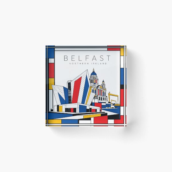 Item preview, Belfast Mondrian style poster 3D designed and sold by CMYKStudio.