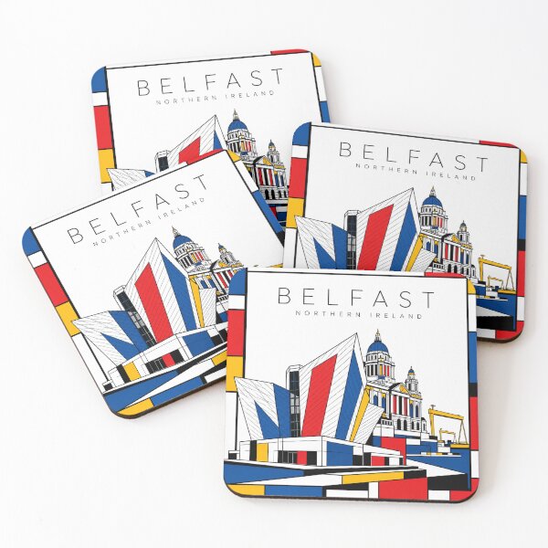 Item preview, Belfast Mondrian style poster 3D designed and sold by CMYKStudio.