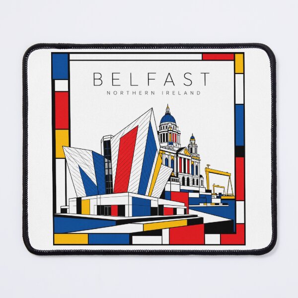 Item preview, Belfast Mondrian style poster 3D designed and sold by CMYKStudio.