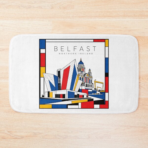 Item preview, Belfast Mondrian style poster 3D designed and sold by CMYKStudio.