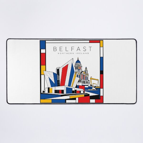 Item preview, Belfast Mondrian style poster 3D designed and sold by CMYKStudio.