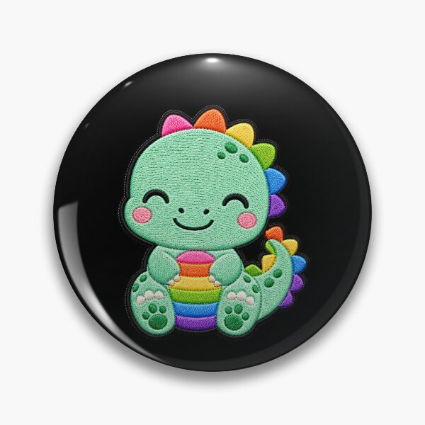 Item preview, Rainbow Dinosaur Embroidery Patch Illustration designed and sold by ColorSplash123.