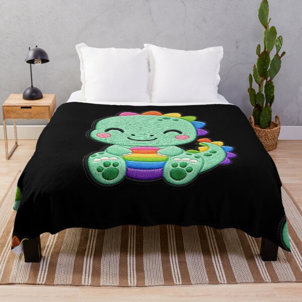 Item preview, Rainbow Dinosaur Embroidery Patch Illustration designed and sold by ColorSplash123.