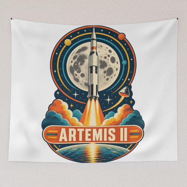 Item preview, Artemis II Vintage Space Mission Rocket Launch Sticker designed and sold by Promoffy.