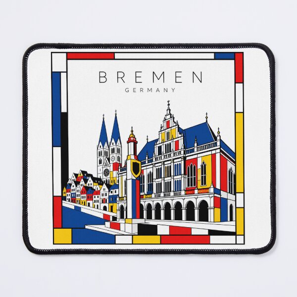 Item preview, Bremen Mondrian style poster 3D designed and sold by CMYKStudio.